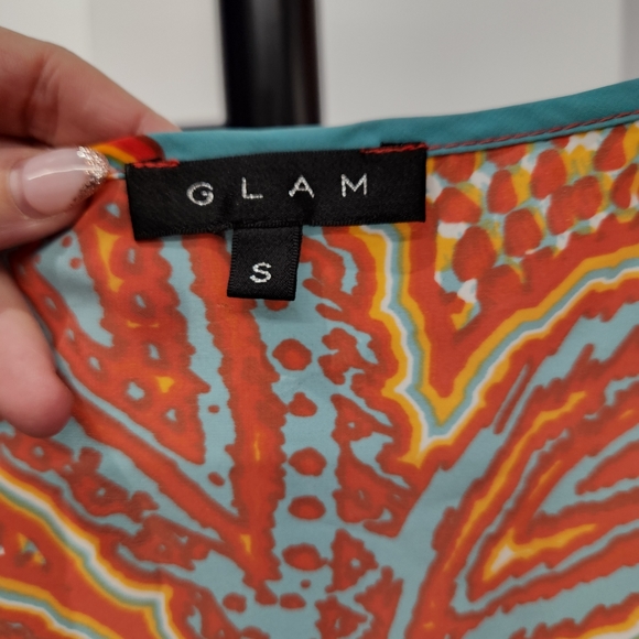 🍊Glam Bright Patterned Summer Dress Sz S - Picture 6 of 7